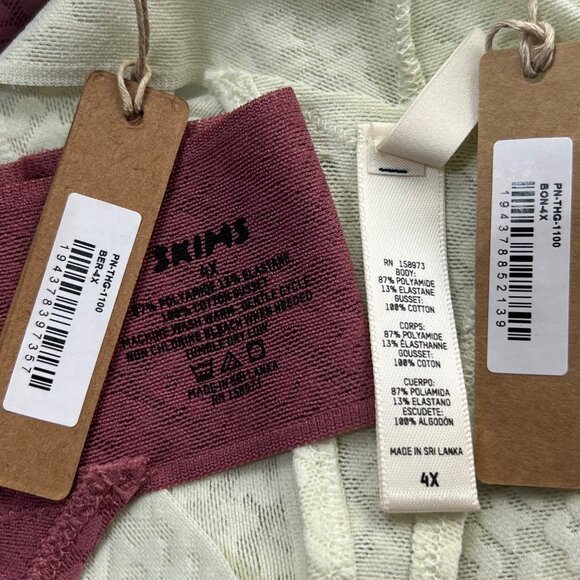 SKIMS Logo Mesh Thong Lot of 2 Bone Berry Womens 4X‎ - Picture 9 of 12